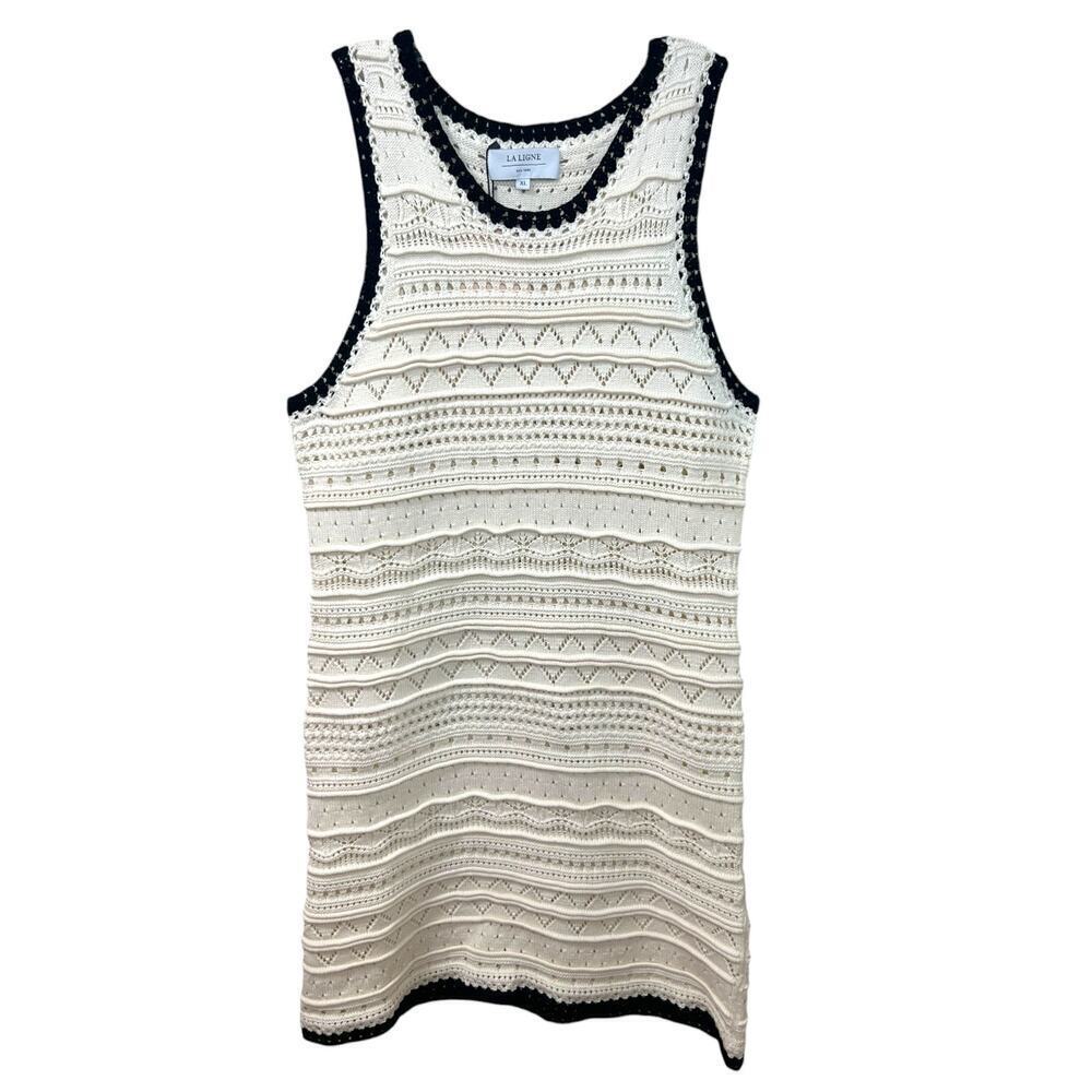 La Ligne - NWT, Women's 'Mallory' Mini Knit Dress - Cream/Black, X-Large - Picture 3 of 13